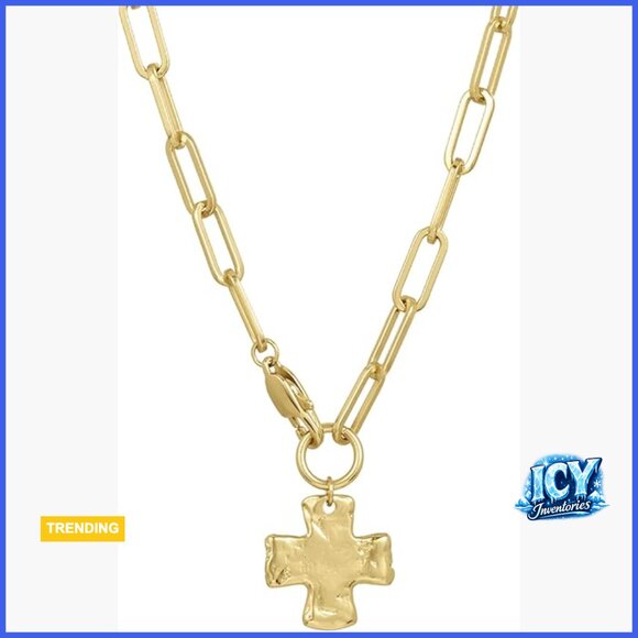 Chunky Cross Chain Necklace Waterproof Tarnish-Free PVD-Coated Brass